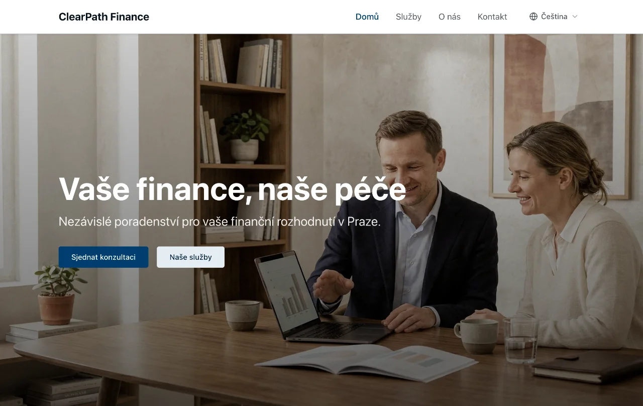 ClearPath Finance – ukázka webu na Slateroom