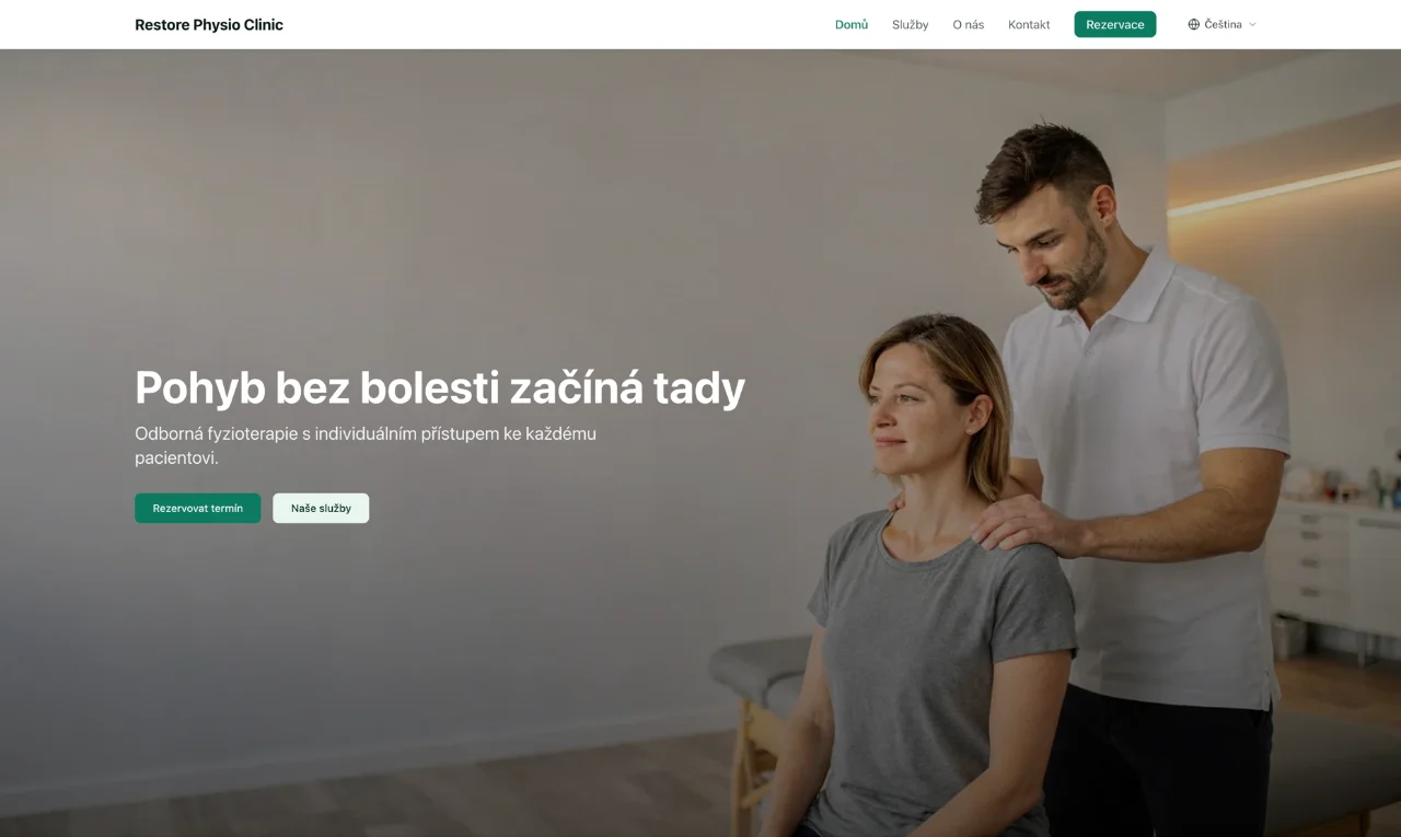 Restore Physio – ukázka webu na Slateroom